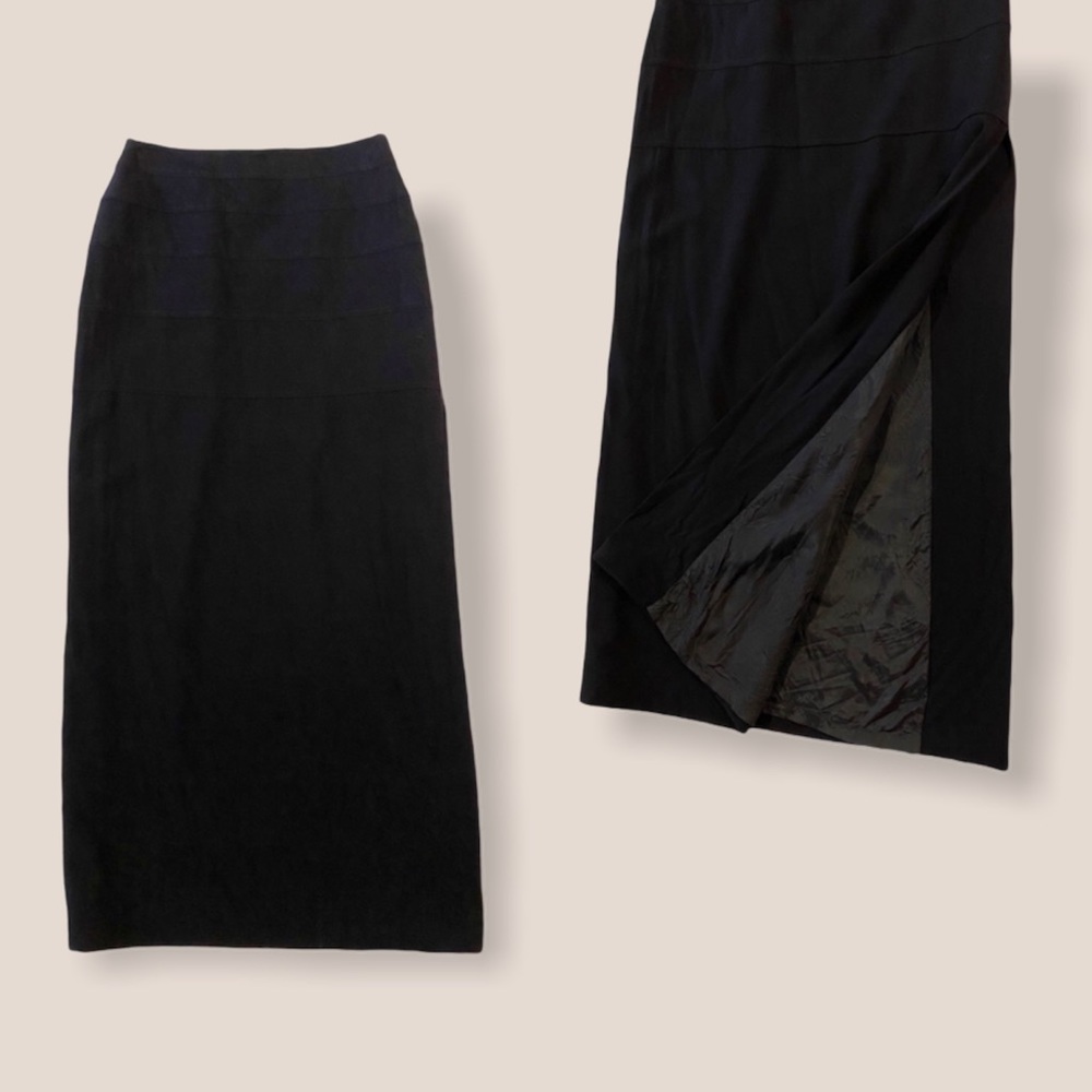 Escada Virgin Wool High Rise Maxi Skirt Black 34 2